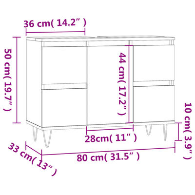 vidaXL Dulap pentru baie, gri beton, 80x33x60 cm, lemn compozit