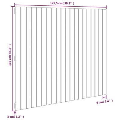 vidaXL Tăblie de pat pentru perete, alb, 127,5x3x110 cm lemn masiv pin