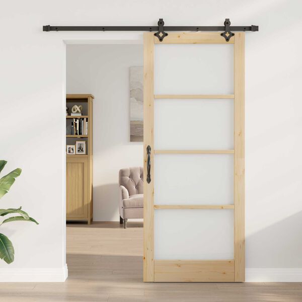 vidaXL Ușă glisantă ORKDAL Natural și Negru 86 x 211 cm
