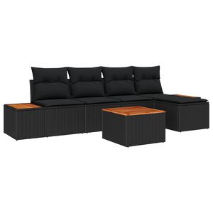 vidaXL Set de canapele pentru grădină 6 buc. Negru Rattan poli