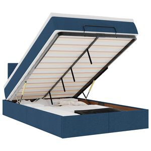 vidaXL Cadru de pat otoman cu saltea 120x190 cm țesătură albastră