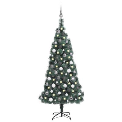 vidaXL Brad de Crăciun artificial LED-uri&globuri verde 120 cm PVC&PE