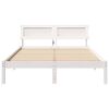 vidaXL Cadru de pat cu headboard Alb 135 x 190 cm Lemn de pin masiv