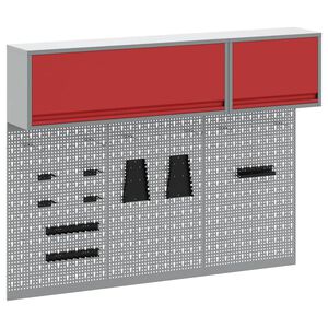 vidaXL Set dulap de unelte 5 buc. Roșu Oțel vopsit electrostatic