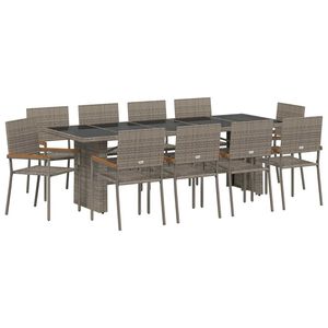 vidaXL Set de masă pentru grădină 11 pcs Gri poliratan