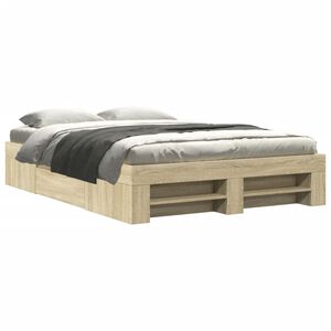 vidaXL Cadru pat fără saltea stejar sonoma, 140x190 cm, lemn prelucrat
