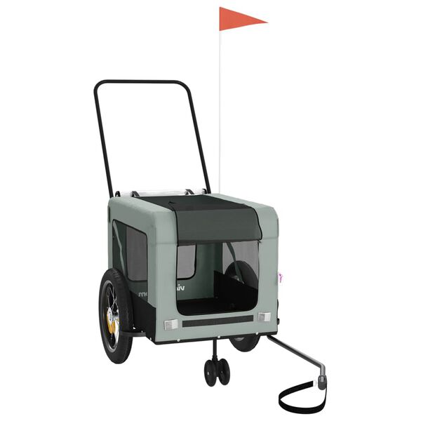 vidaXL Remorcă bicicletă animale companie, gri/negru, oxford/fier