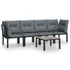 vidaXL Set mobilier de grădină, 5 piese, negru/gri, poliratan