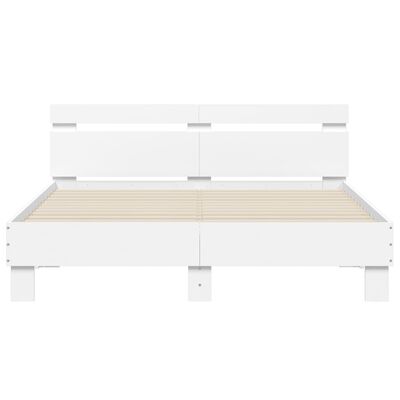 vidaXL Cadru de pat cu tăblie, alb, 150x200 cm, lemn prelucrat