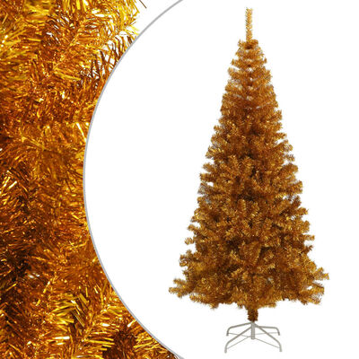 vidaXL Pom de Crăciun artificial cu suport, auriu, 240 cm, PET