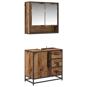 vidaXL Set de mobilier pentru baie 2 pcs Lemn Vechi Lemn compozit