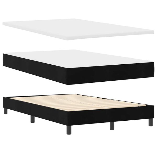 vidaXL Pat cu arcuri cu saltea cu headboard Negru 120 x 200 cm Catifea