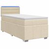 vidaXL Pat boxspring cu saltea cu benzi LED Crem 100 x 200 cm Țesătură