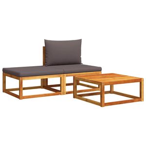 vidaXL Set canapele de grădină 3 piese cu perne din lemn de acacia și fr&acirc;nghie
