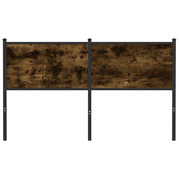 vidaXL Tăblie de pat, stejar fumuriu, 150 cm, lemn prelucrat și oțel