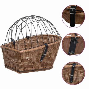 vidaXL Coș portbagaj bicicletă cu capac 55x31x36 cm, răchită naturală