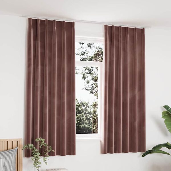 vidaXL Draperii opace 2 buc. roz antichizat 140x175 cm catifea cârlige