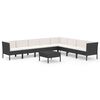vidaXL Set mobilier de grădină cu perne, 9 piese, negru, poliratan