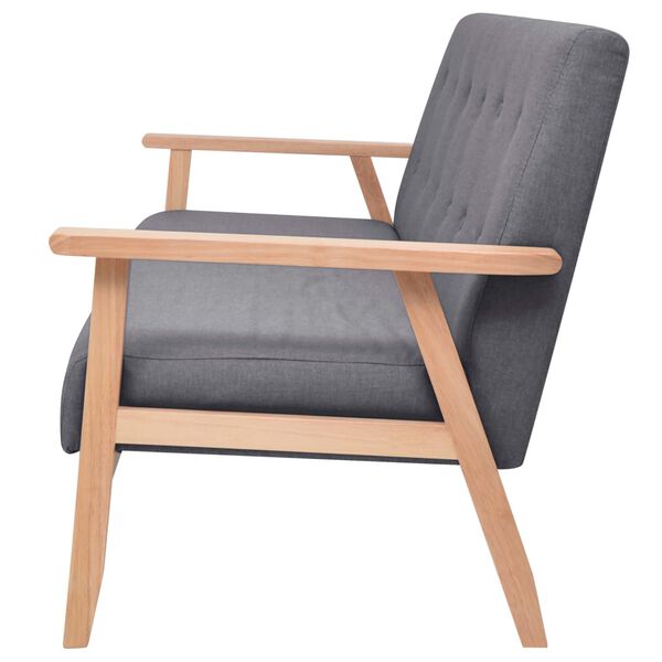 vidaXL Set de canapele, 3 piese, gri închis, material textil