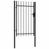 vidaXL Poartă de gard cu o ușă, v&acirc;rf ascuțit, negru, 1 x 1,5 m, oțel