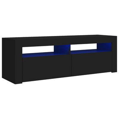 vidaXL Comodă TV cu lumini LED, negru, 120x35x40 cm