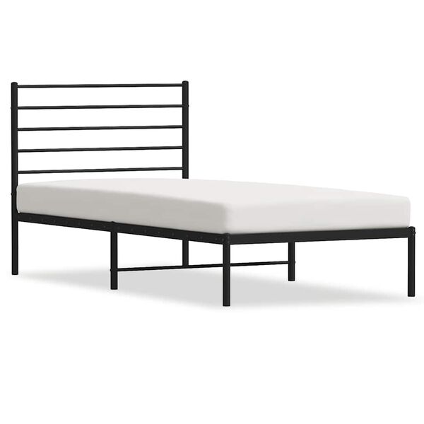 vidaXL Cadru de pat din metal cu tăblie, negru, 107x203 cm