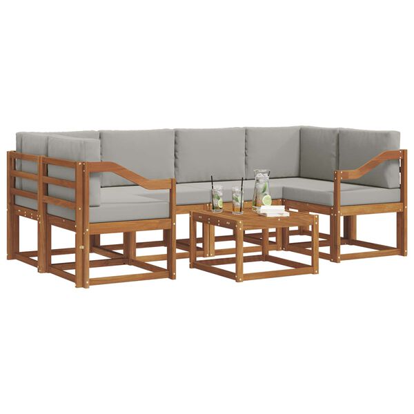 vidaXL Set de canapele de exterior 7 pcs Gri natural și deschis