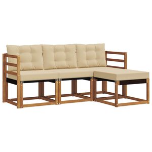 vidaXL Set de canapele de exterior cu pernă 4 pcs Natural și Bej