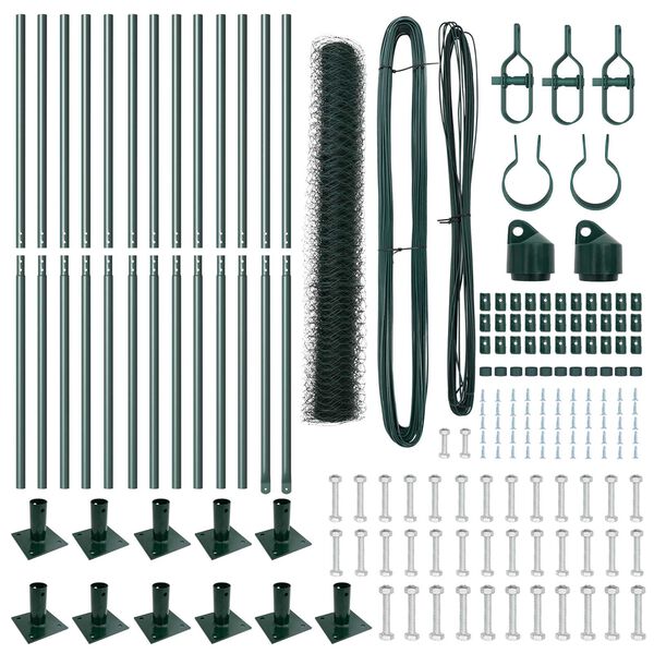 vidaXL St&acirc;lp de gard. Verde 25 x 0,8 m (mesh de 50 mm) Oțel și PVC