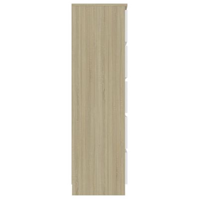 vidaXL Servantă cu sertare, alb&stejar Sonoma, 60 x 35 x 121 cm, PAL