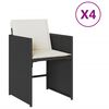 vidaXL Scaune de grădină cu perne, 4 buc., negru, poliratan