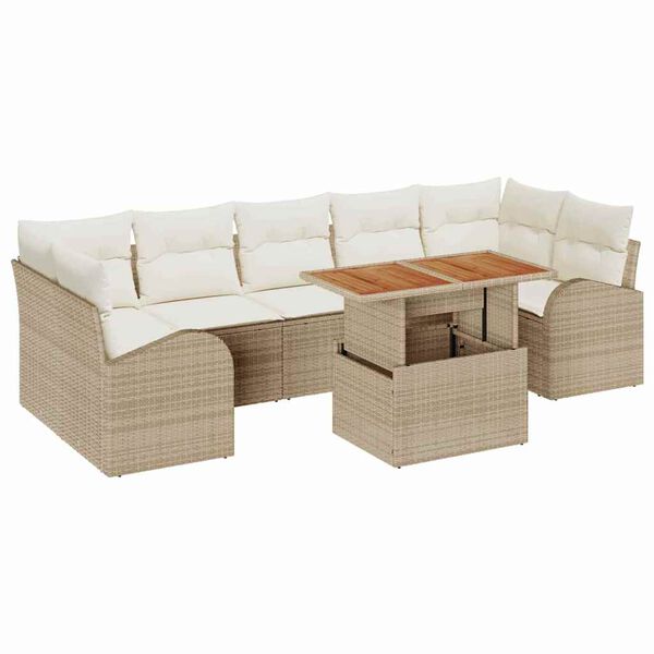 vidaXL Set de canapele pentru grădină 8 pcs Bej Rattan poli