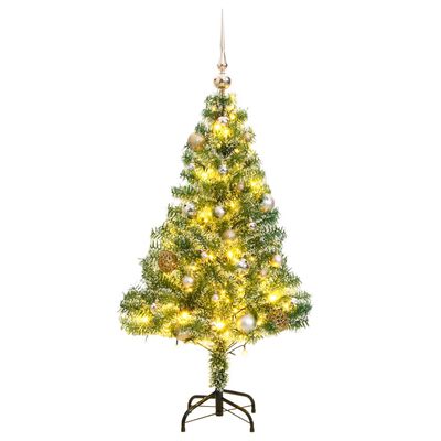 vidaXL Brad Crăciun artificial, 150 LED/globuri/zăpadă pufoasă, 150 cm