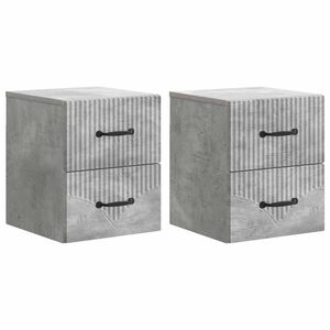 vidaXL Dulap de noapte suspendat 2 buc. Gri Beton 34,5 x 33 x 40 cm