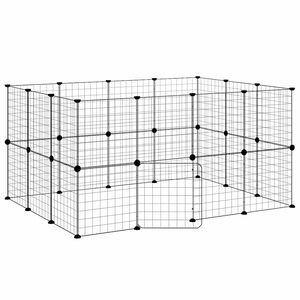 vidaXL Cușcă animale de companie cu ușă 28 panouri negru 140x105x70 cm oțel