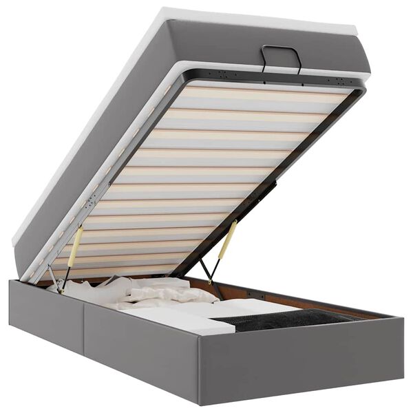 vidaXL Cadru de pat otoman cu saltea gri 80x200cm piele artificială