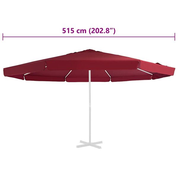 vidaXL P&acirc;nză de schimb umbrelă de soare de exterior, roșu bordo 515 cm