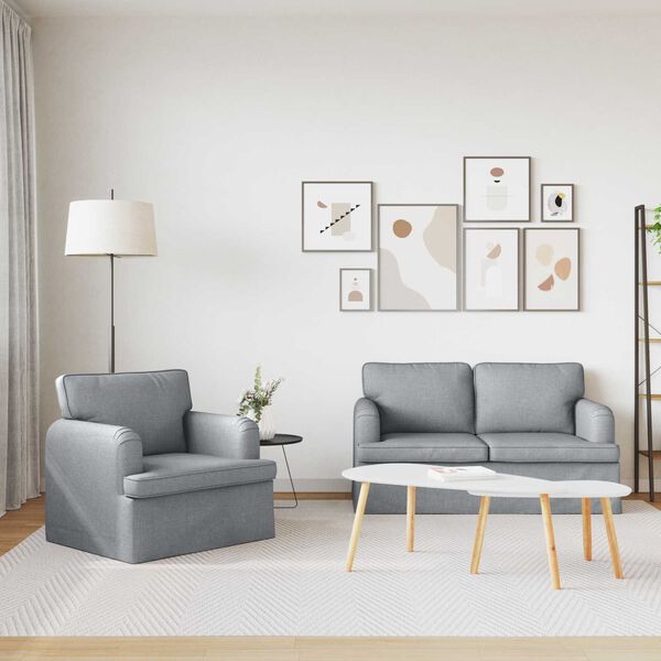 vidaXL Set de canapea 2 pcs Gri deschis 144 x 80 x 85 cm țesătură