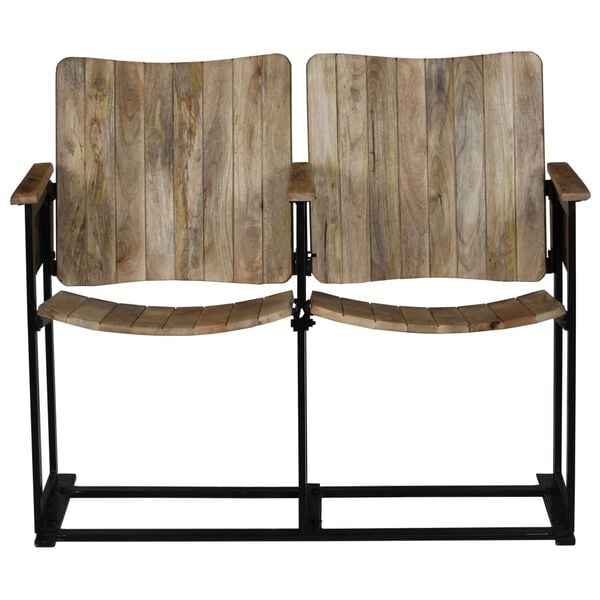 vidaXL Bancă cu 2 locuri, lemn masiv de mango și oțel