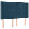 vidaXL Tăblie pat cu urechi albastru &icirc;nchis 147x16x118/128 cm catifea