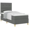 vidaXL Pat cu arcuri cu headboard Gri &icirc;nchis 90 x 200 cm țesătură