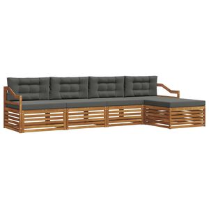 vidaXL Set de canapele de exterior cu pernă 5 pcs Natural și Antracit