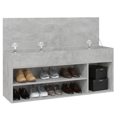 vidaXL Banchetă pantofar, gri beton, 105x30x45 cm, PAL