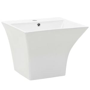 vidaXL Chiuvetă ceramică suspendată pe perete, alb, 500x450x410 mm