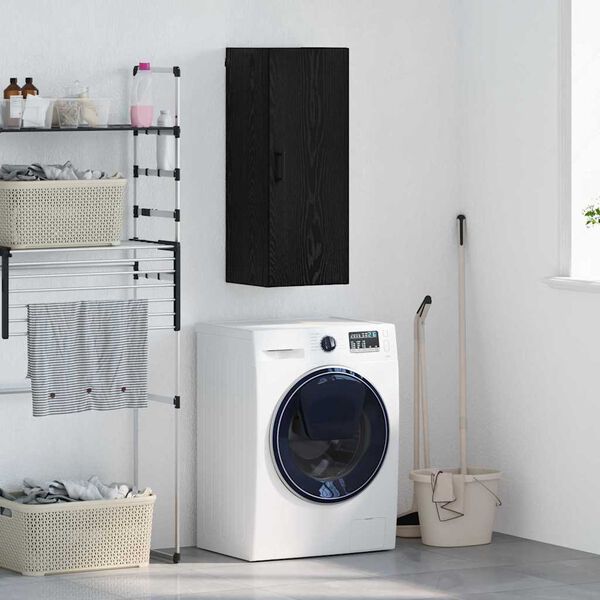 vidaXL Dulap montat pe perete Stejar Negru 34,5 x 34 x 90 cm