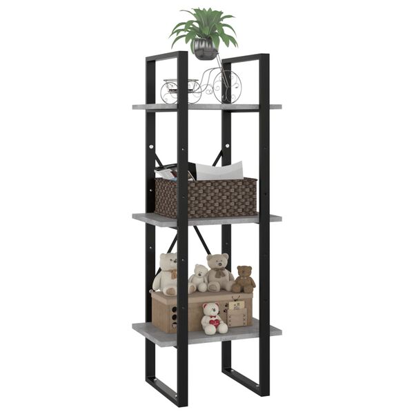 vidaXL Bibliotecă cu 3 rafturi, gri beton, 40x30x105 cm, PAL