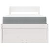 vidaXL Pat cu sertare și saltea, alb, 90x190 cm, lemn masiv pin