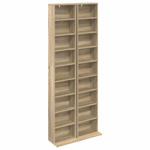 vidaXL Dulap pentru CD-uri 2 buc. Stejar Sonoma 33 x 23,5 x 175 cm