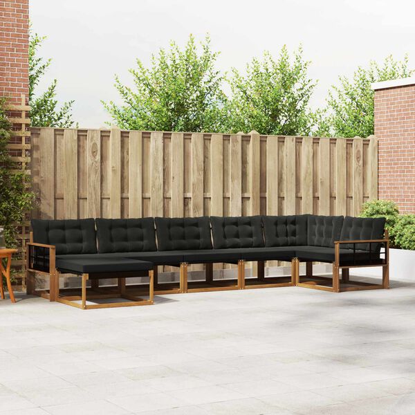 vidaXL Set de canapele de exterior cu pernă 21 pcs Natural și Negru