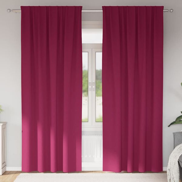 vidaXL Perdele Opaque cu Inel 2 pcs Roșu Vin 245 x 140 cm Poliester